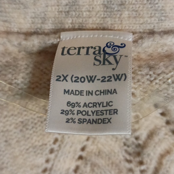 Terra & sky women's 2X 20w-22w cardigan sweater oatmeal color with gray blends - Picture 17 of 17